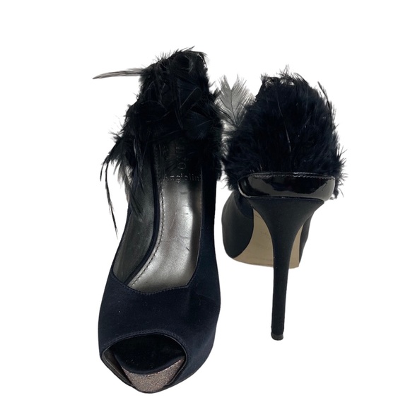 Enzo Angiolini black feather peep toe pumps - Picture 9 of 9